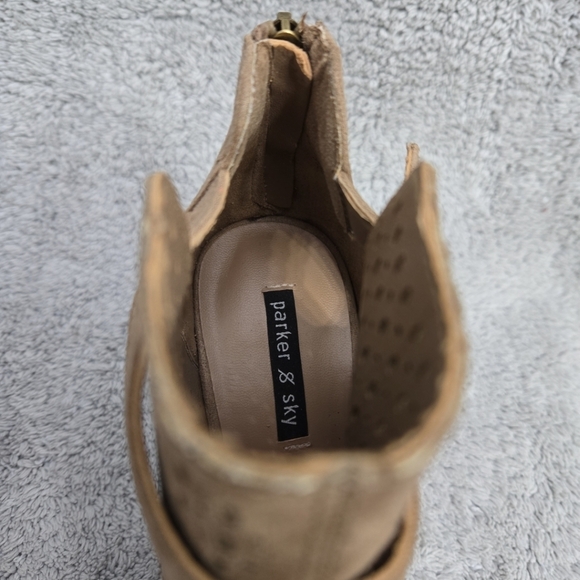 Wedge Heel Booties Peep Toe Perforated Buckle Ankle Boots‎ - Picture 10 of 10